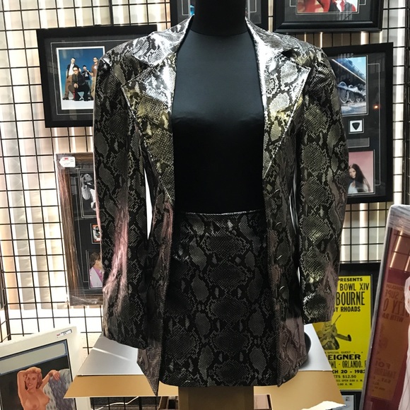 3 Piece Snakeskin Print Stage Wear Set by Pleasure Addict - Jacket, Skirt, Pants - Picture 2 of 15